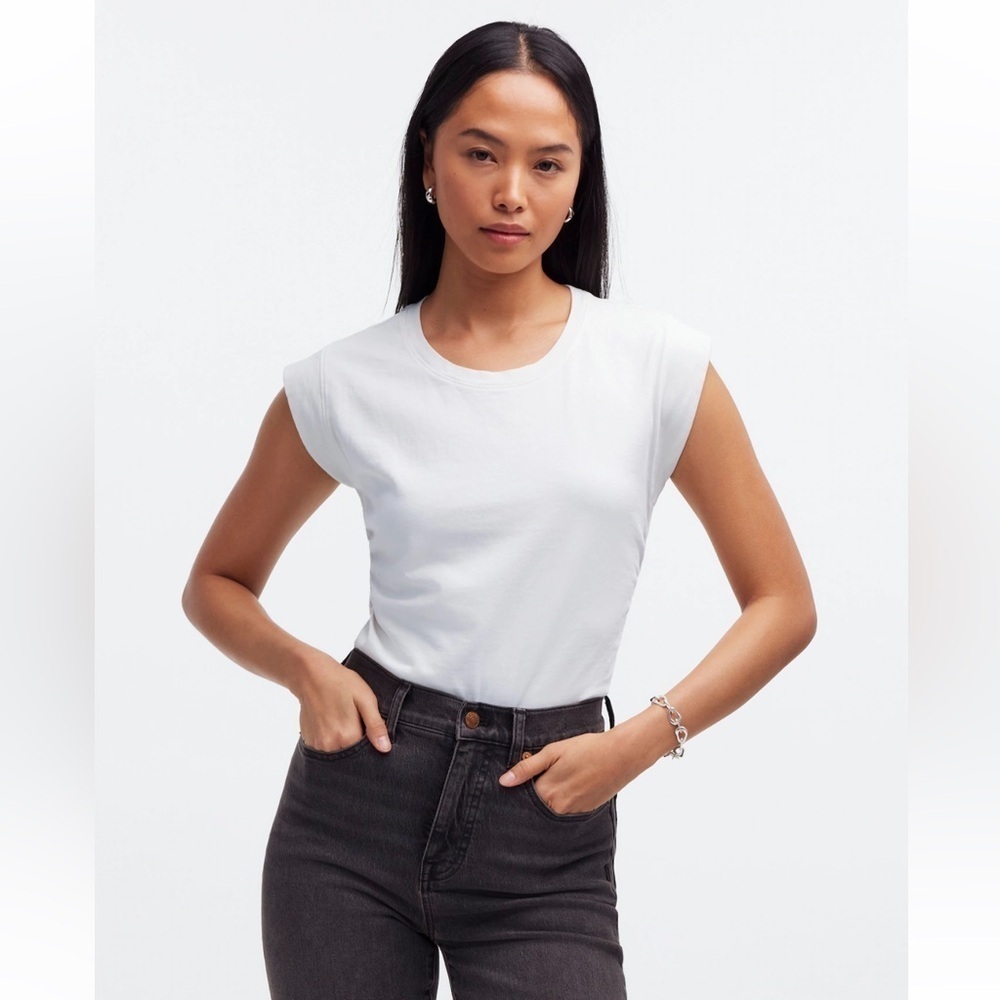 Madewell white side cinch muscle tee shirt cotton size XXS new